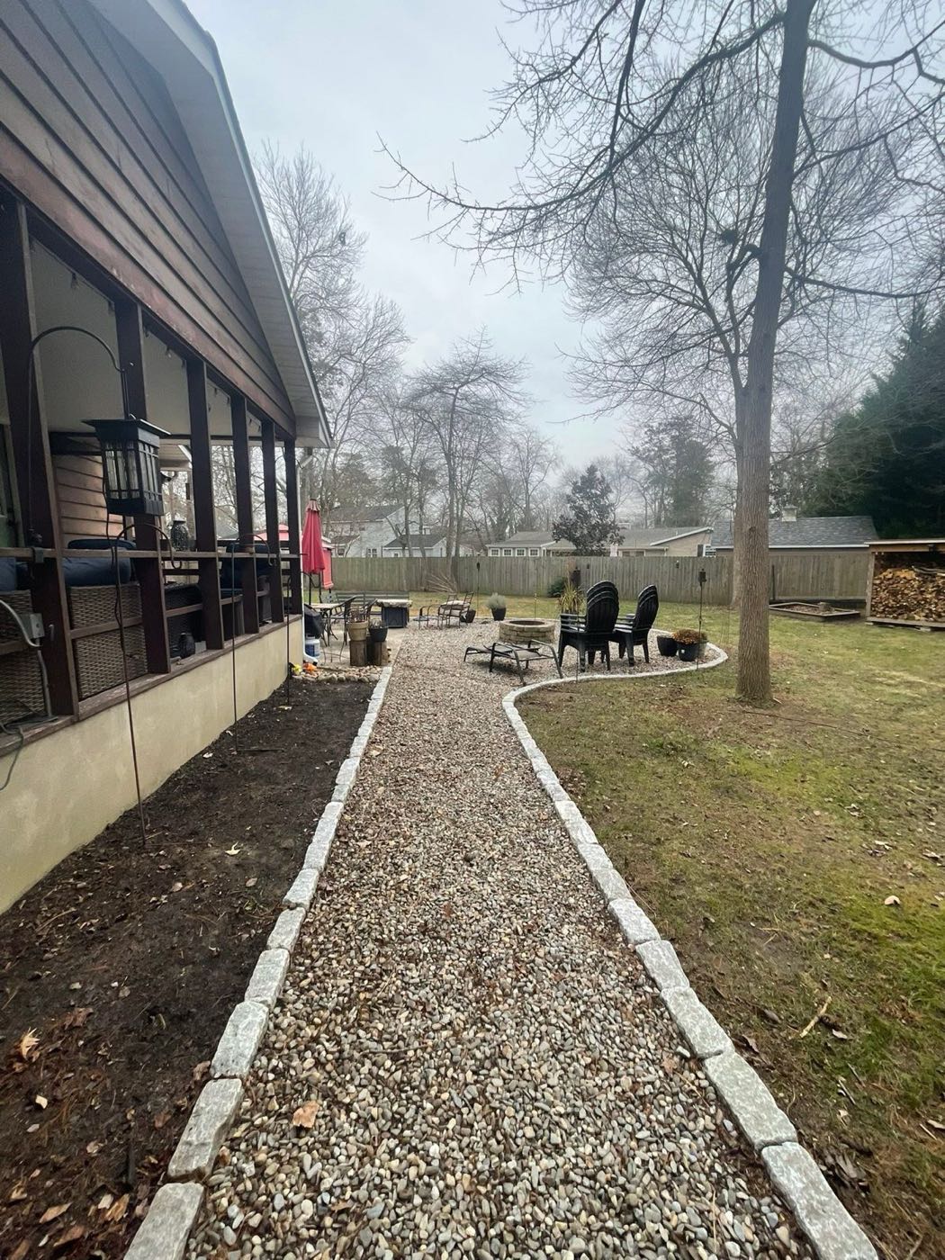 Gravel path and beds cleared for winter